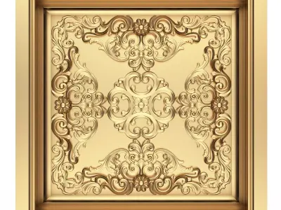 Carved Ceiling Tile 02 Low-poly 3D model