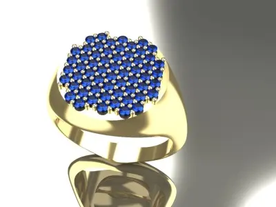 Diamond Signet Ring Size 9 Round Gold Silver Platinum Jewelry 3D print model