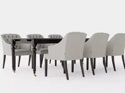 Modus black with Delano chair sand Dining Set Low-poly 3D model