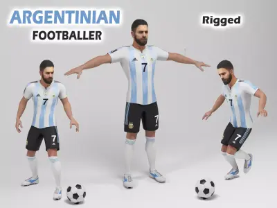Argentinian Footballer Low-poly 3D model