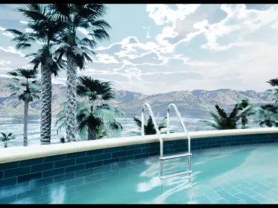 UE4 Luxury Swimming Pools - Accessories - FBX included Low-poly 3D model