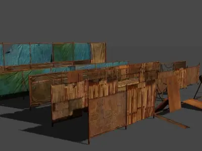 Fences pack Low-poly 3D model