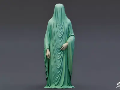 Ghost Statue Standing Draped Low-poly 3D model