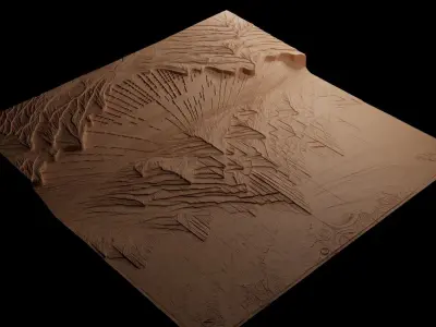 Salt Flats CNC 3d Print High Relief Sand Casting 3D print model