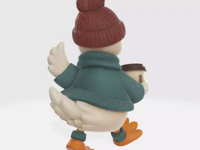 Cute Duck Figurine in Cozy Fall Outfit Thanksgiving Decor  3D print model