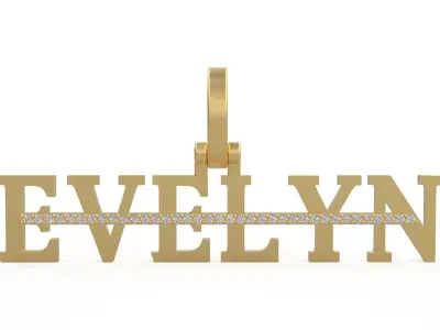 Model 1144 Evelyn Name Pendant Stripe Diamond 3D print model