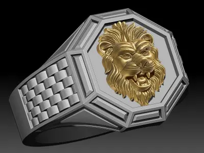 Lion Tiger Man Ring silver gold printable jewelry 3D print model