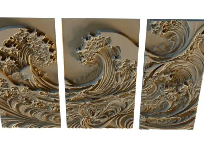mural decor set wall panel 24 3D model