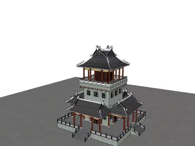 Chinese Pagoda  Low-poly 3D model