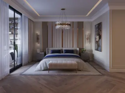 master bedroom  Low-poly 3D model