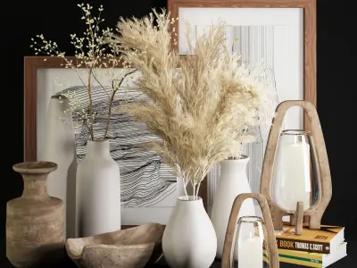 3dasset pampas in ceramic vase 3D model