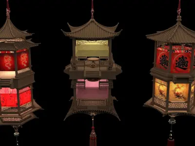 Chinese palace lantern 3D model 37