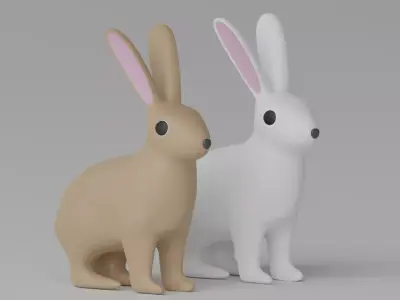 Cartoon Cute Bunny Rabbit 3D model