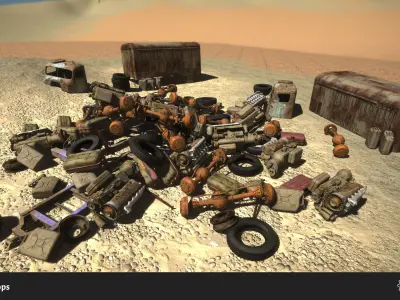 Scrapyard Props Low-poly 3D model