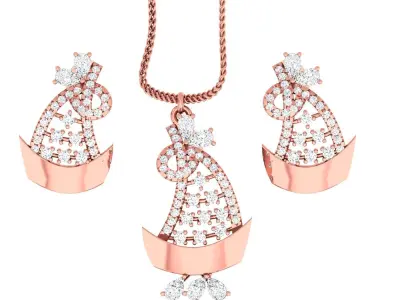 Pendant Earrings combo - 1124 3D print model