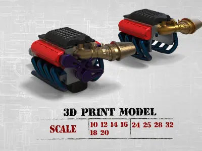 3D printable model ENGINE rccar or truck 3D print model