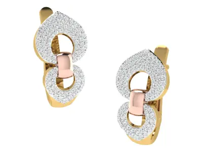 Solitaire Women Drop Earring 3dm STL OBJ FBX Render Details 3D print model 20