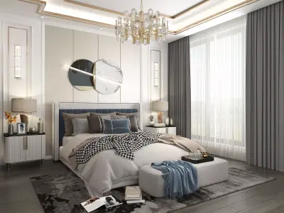 Modern Bedroom Scene 15 3D model