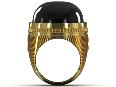 Domed Signet STL 3DM Ring with Cabochon Onyx model mr0310 3D print model