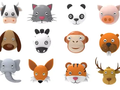 Animal Head 01 Cartoon Low-poly 3D model