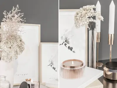 Decorative set with hydrangea and pampas grass 3D model