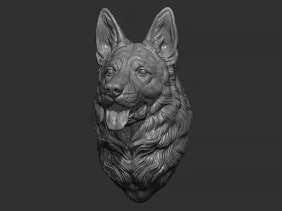 German shepherd dog head 3D print model