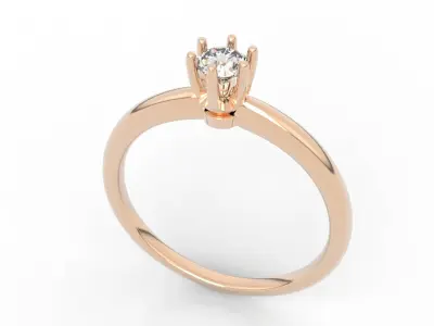 Solitaire engagement ring 3D print model 16