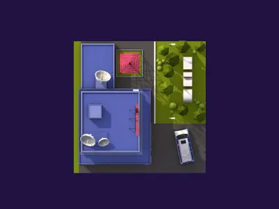 Cartoon Low Poly TV Building Low-poly 3D model