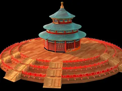 Chinese palace temple of heaven   Low-poly 3D model