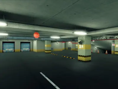 Parking Underground Low-poly 3D model