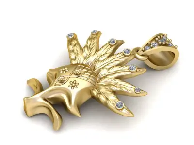 Gold Floral Feather Pendant  3D print model