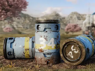 SCI FI Barrel PBR farm Game Ready Unreal Engine Low-poly 3D model