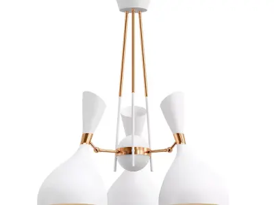 trumpet01 three light chandelier gold 3D model