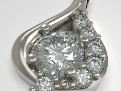 Pendant with gems 3D print model