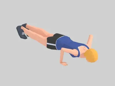 Push Up  Exercise Woman Animation Low-poly 3D model