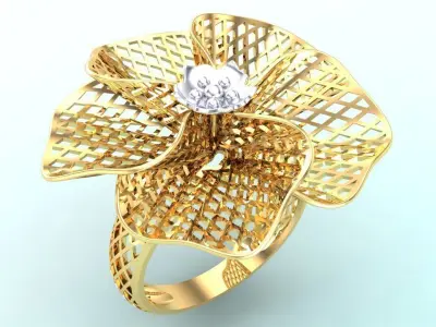  Mesh flower ring - Italian rings - Womens Rings - N6404 3D print model