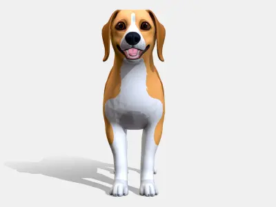 Cartoon Dog - Beagle Low-poly 3D model