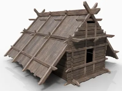 Viking Basic Hut Wooden House Cottage Medieval AAA Next Gen Free low-poly 3D model