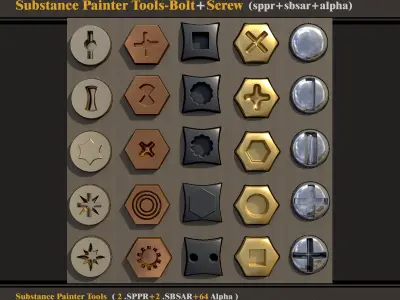 Substance Painter Tools-Bolt and Screw -SPPR-SBSAR-Alpha 3D model