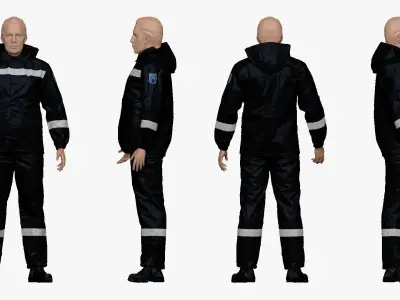 001157 engineering suit black white Low-poly 3D model