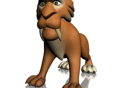 Cartoon Sabertooth Tiger RIGGED Low-poly 3D model