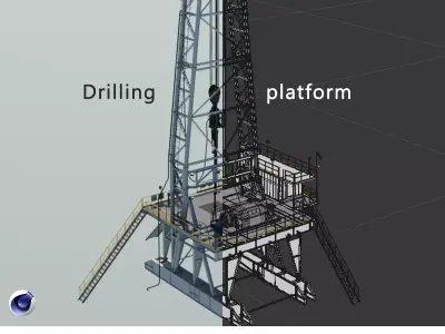 Drilling platform Low-poly 3D model