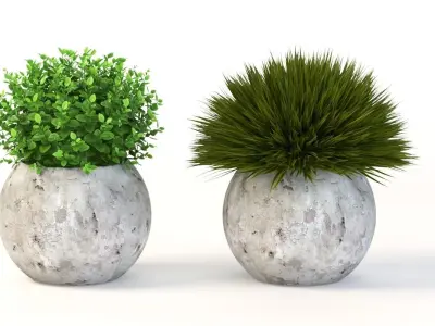 Table Top Decoration Centerpiece Planter of Fake Green Grass 3D model