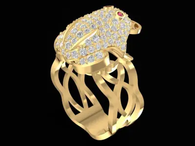 Luxury Diamond Frog Ring Jewelry 3D Model 1523 3D print model