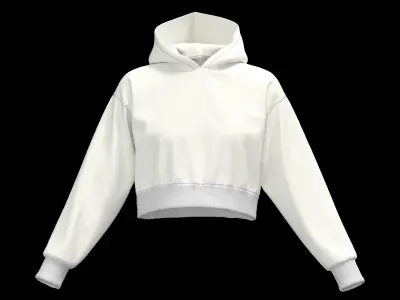 Female crop hoodie 3D model