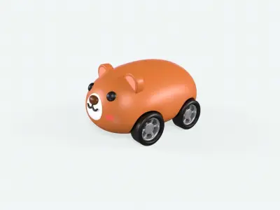 Cartoon Bear Car Cute Low-poly 3D model