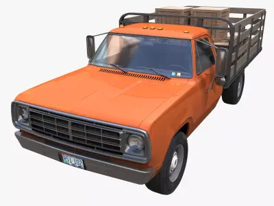 Dodge light-duty stake truck Low-poly 3D model