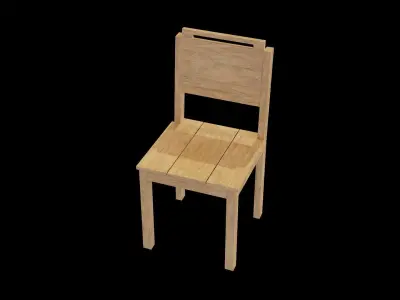Chair wooden 02 Low-poly 3D model
