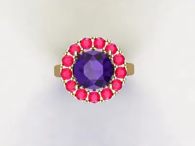 Ring11 amethyst ring gold 3D model