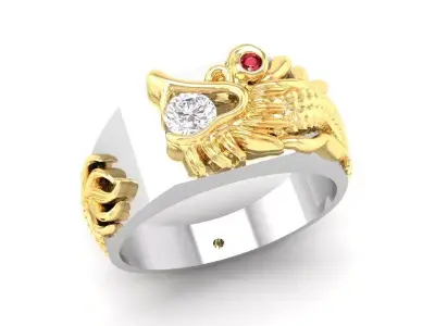 Luxury Chinese Dragon Diamond Ring for Men  437 3D print model